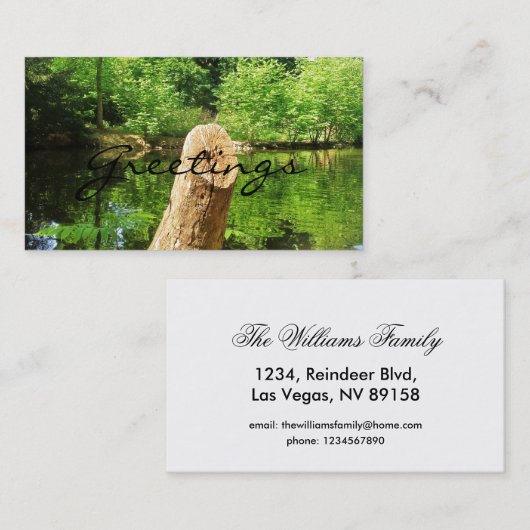 Tree Trunk Nature Fotografy Lake Park Visitenkarte (Vorne/Hinten)