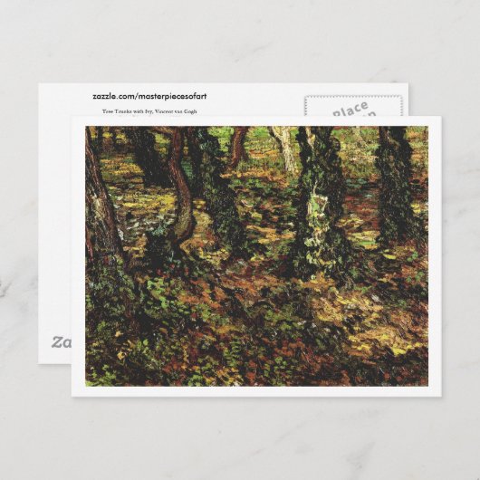 Tree Trunks with Ivy, Van Gogh Fine Art Postkarte (Vorne/Hinten)