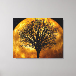 Tree und Moon Wrapped Canvas_Customizable Leinwanddruck