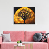 Tree und Moon Wrapped Canvas_Customizable Leinwanddruck (Insitu (Wohnzimmer))