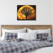 Tree und Moon Wrapped Canvas_Customizable Leinwanddruck (Insitu (Schlafzimmer))