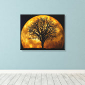 Tree und Moon Wrapped Canvas_Customizable Leinwanddruck (Insitu (Holzboden))