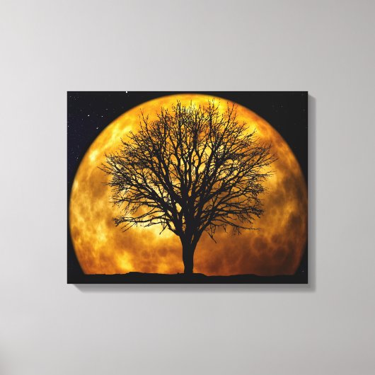 Tree und Moon Wrapped Canvas_Customizable Leinwanddruck (Vorderseite)