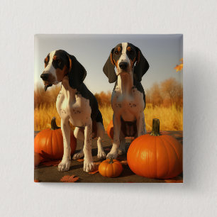 Tree Walker Coonhound Welpe Autumn Pumpkin Button