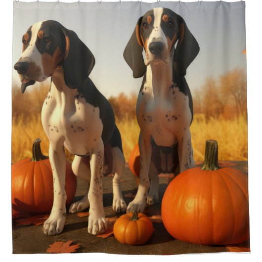 Tree Walker Coonhound Welpe Autumn Pumpkin Duschvorhang (Vorderseite)