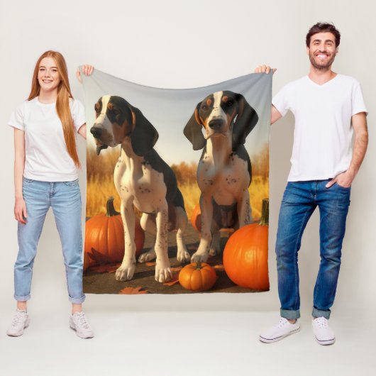 Tree Walker Coonhound Welpe Autumn Pumpkin Fleecedecke (Beispiel)