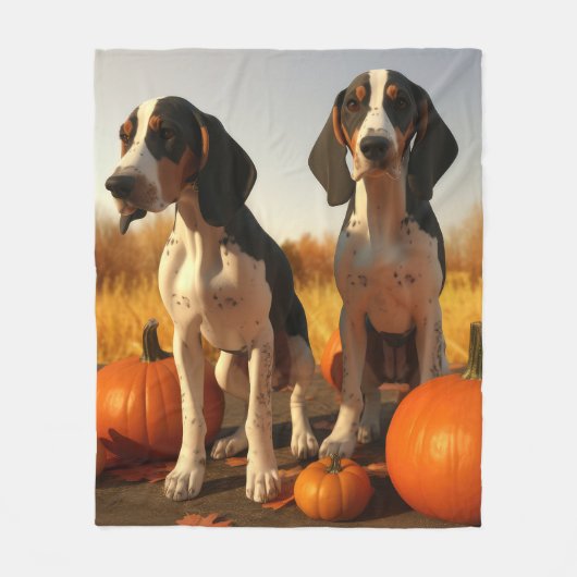 Tree Walker Coonhound Welpe Autumn Pumpkin Fleecedecke (Vorderseite)
