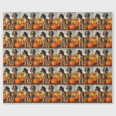 Tree Walker Coonhound Welpe Autumn Pumpkin Geschenkpapier (Flach)