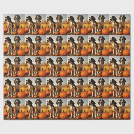 Tree Walker Coonhound Welpe Autumn Pumpkin Geschenkpapier (Flach)