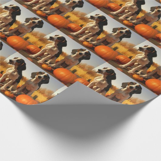 Tree Walker Coonhound Welpe Autumn Pumpkin Geschenkpapier (Ecke)