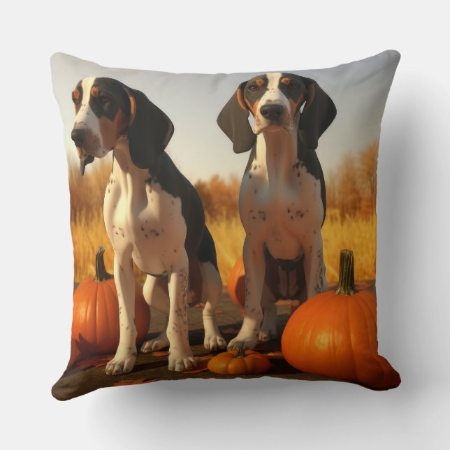 Tree Walker Coonhound Welpe Autumn Pumpkin Kissen (Rückseite)