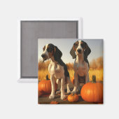 Tree Walker Coonhound Welpe Autumn Pumpkin Magnet (Vorderseite/Rückseite)