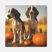 Tree Walker Coonhound Welpe Autumn Pumpkin Magnet (Vorne)