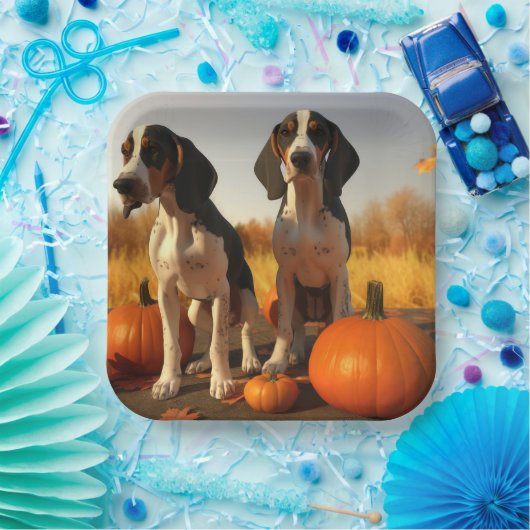 Tree Walker Coonhound Welpe Autumn Pumpkin Pappteller (Party)