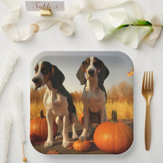 Tree Walker Coonhound Welpe Autumn Pumpkin Pappteller (Hochzeit)