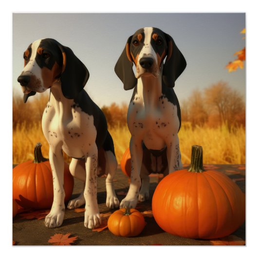 Tree Walker Coonhound Welpe Autumn Pumpkin Poster (Vorderseite)