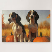 Tree Walker Coonhound Welpe Autumn Pumpkin Puzzle (Horizontal)