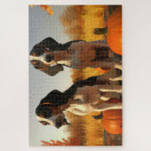 Tree Walker Coonhound Welpe Autumn Pumpkin Puzzle (Vertikal)