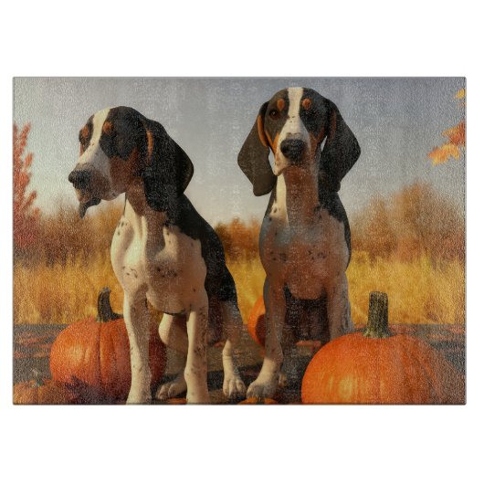 Tree Walker Coonhound Welpe Autumn Pumpkin Schneidebrett (Vorderseite)