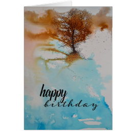 Tree Watercolor Art Happy Geburtstag Gruß
