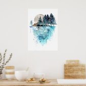 Tree Watercolor Art Poster (Küche)