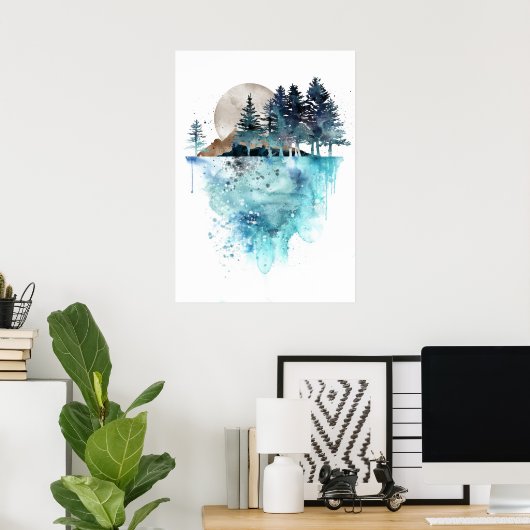 Tree Watercolor Art Poster (Heimbüro)