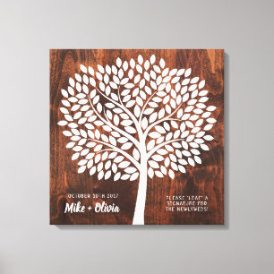Tree Wedding Guest Book Alternative   190 Blätter Leinwanddruck