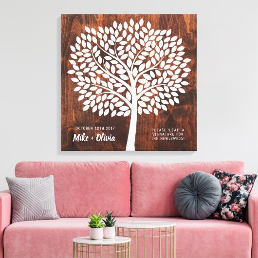Tree Wedding Guest Book Alternative | 190 Blätter Leinwanddruck (Insitu (Wohnzimmer))