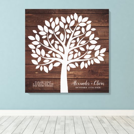 Tree Wedding Guest Book Alternative | 55 Blätter Leinwanddruck (Insitu (Holzboden))