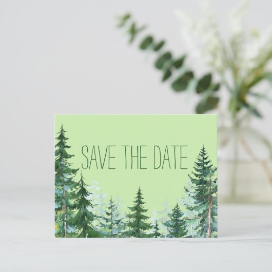 Tree Wedding Save the Date Card Ankündigungspostkarte (Stehend Vorderseite)