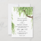 Tree Weeping Willow Budget QR Code Hochzeit Einladung (Vorderseite)