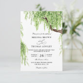 Tree Weeping Willow Budget QR Code Hochzeit Einladung (Stehend Vorderseite)