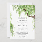 Tree Weeping Willow Rustic Budget QR Code Wedding Einladung (Vorderseite)