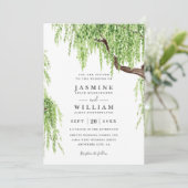 Tree Weeping Willow Rustic Budget QR Code Wedding Einladung (Stehend Vorderseite)