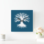 Tree Winter Quadratische Wanduhr (Zuhause)