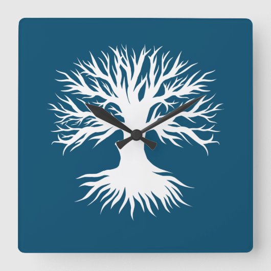 Tree Winter Quadratische Wanduhr (Vorderseite)