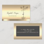 Tree Women Silhouette, Gold Yoga Instructor Visitenkarte (Vorne/Hinten)