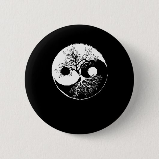 Tree Yin Yang Bonsai China Harmonie Meditation Ges Button (Vorderseite)