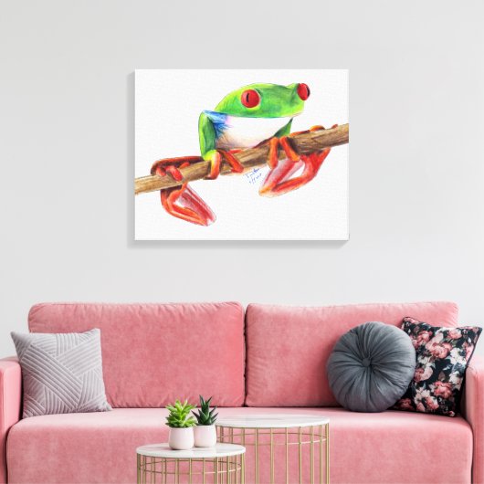 Treefrog Frog süße Tier Illustration Leinwanddruck (Insitu (Wohnzimmer))