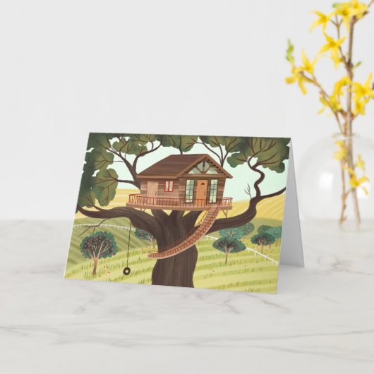 Treehouse Blank Card Karte (Gelbe Blume)
