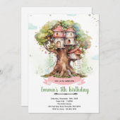 Treehouse girl party invitation einladung (Vorne/Hinten)