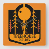 Treehouse Master Builder Quadratische Wanduhr (Vorderseite)