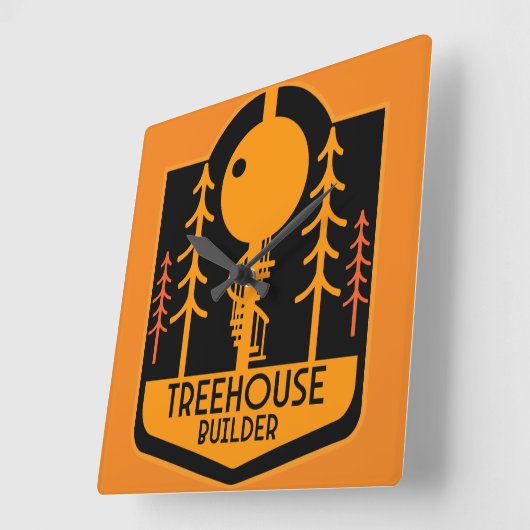 Treehouse Master Builder Quadratische Wanduhr (Winkel)