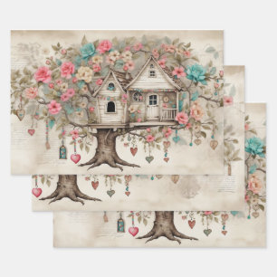 Treehouse mit Blume Geschenkpapier Set