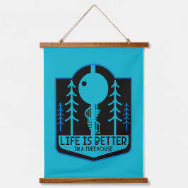 Treehouse Zuhause Wandteppich Mit Holzrahmen