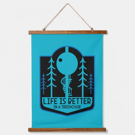 Treehouse Zuhause Wandteppich Mit Holzrahmen (Vorderseite)