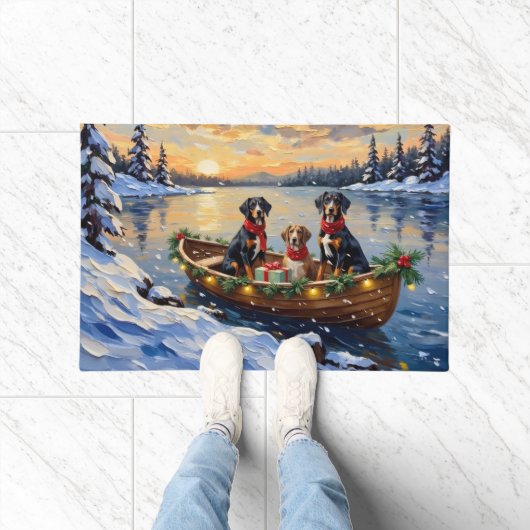 Treeing Walker Coonhound Christmas Boat Holiday Fußmatte (Indoor)