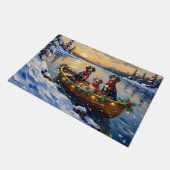 Treeing Walker Coonhound Christmas Boat Holiday Fußmatte (Schrägansicht)