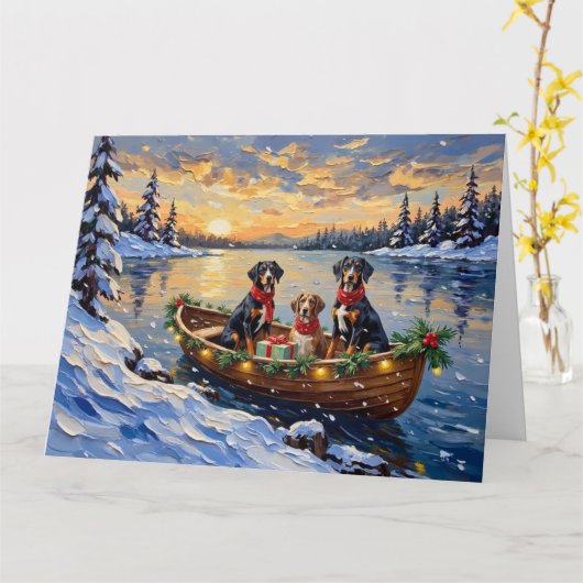 Treeing Walker Coonhound Christmas Boat Holiday Karte (Gelbe Blume)