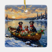 Treeing Walker Coonhound Christmas Boat Holiday Keramikornament (Vorderseite)